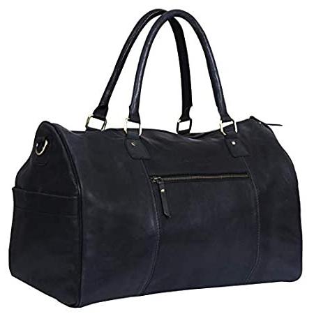 【税込】 Black Genuine Leather Bag好評販売中 On Carry Duffle Travel Overnight その他バッグ