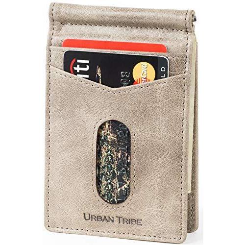 【★安心の定価販売★】 Bifold Slim Window ID 2 Wallet Clip【並行輸入品】 Money & Holder Card Credit Leather Men for Wallets Pocket Front Minimalist RFID - マネークリップ
