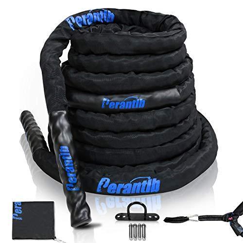 Perantlb Battle Rope with wear-Resistant Nylon Protective Sleeve ，Heavy for Exercise Fitness 超人気 専門店 2022年最新海外 Rope， Training An Home Strength