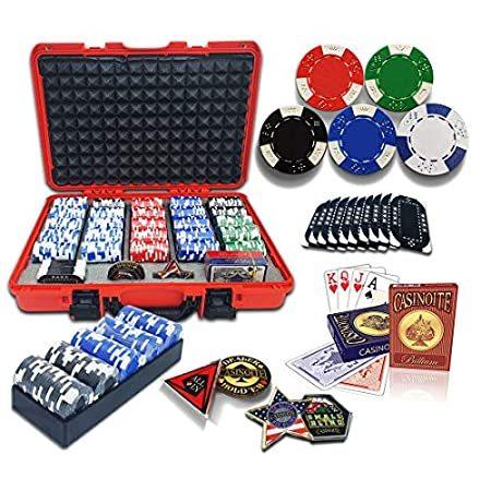 casinoite Professional Poker Chips Set Billium 500 pcs | 10 Plaques, Red Ha好評販売中 その他カードゲーム