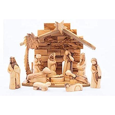 新作ウエア Handcrafted Crèche好評販売中 Height (9.5" Set Nativity Scene/Wood Nativity Wood Olive オブジェ、置き物