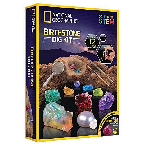 【送料無料/新品】 Kit Science STEM - Kit Dig Birthstone GEOGRAPHIC NATIONAL with Mor & Pearl, Sapphire, Ruby, Diamond, Real a Includes Birthstones, Genuine 12 知育玩具