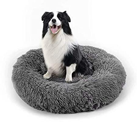 Dog Bed, Cat Calming Bed, Faux Fur Pillow Pet Donut Cuddler Round Plush Bed好評販売中 スロープ、ステップ