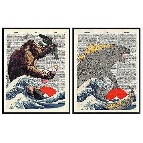 【NEW限定品】 - Wave Great - Set Poster Godzilla Kong, King Horror A 8x10 - Fans Movie Monster Hollywood Vintage for Gifts Movie Scary - Merchandise Movie レリーフ、アート