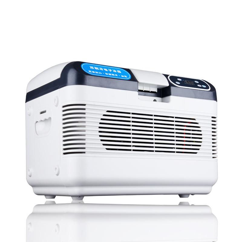 送料無料 車載冷蔵庫 12L ポータブル冷蔵庫 冷温庫 -10℃〜+65℃調整 持ち運べる小型冷蔵庫 クーラーボックス 家庭用車載用 静音 DC12V/24V 110V 白\u0026灰色の画像