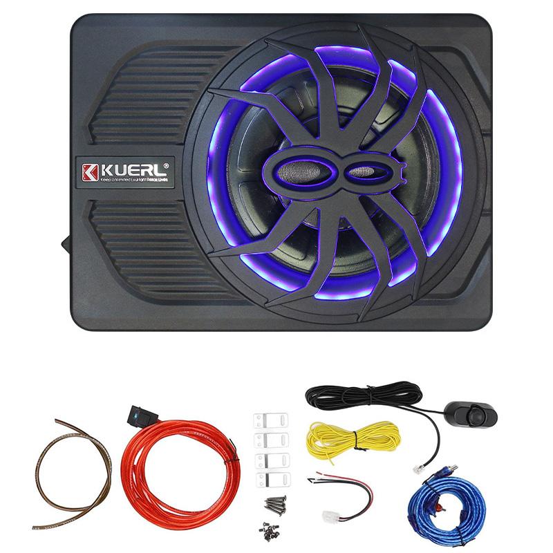 送料無料 10インチ 800W スリムアクティブトラックサブウーファー 青色