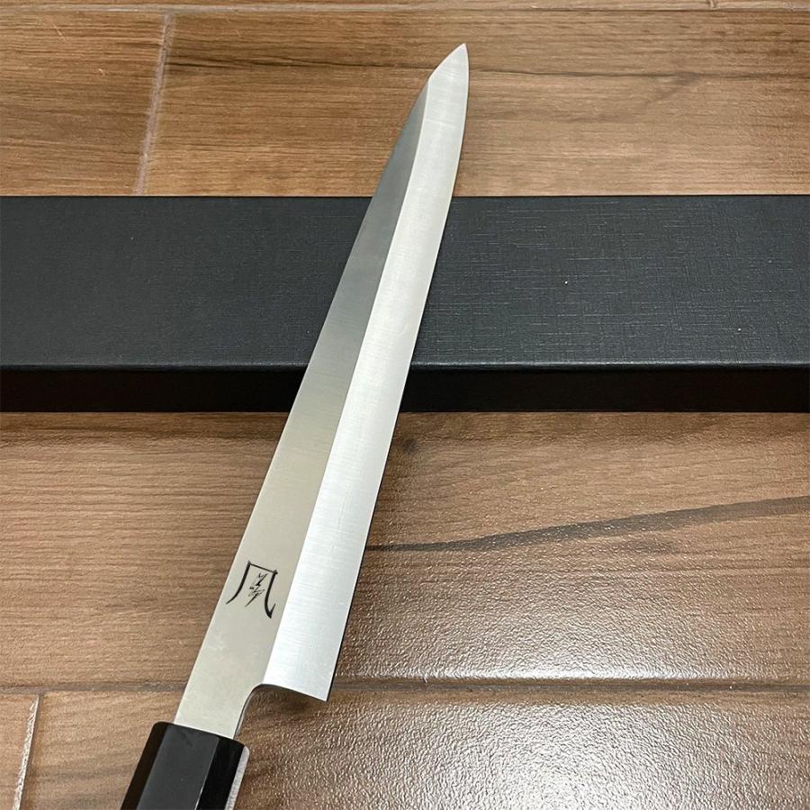 送料無料 即納 刺身包丁 風刃 柳刃包丁 包丁 9寸 V金10号 和包丁牛刀 檀木八角柄 全長425mm 刃渡り270mm 硬度約HRC61 NK25A01の画像