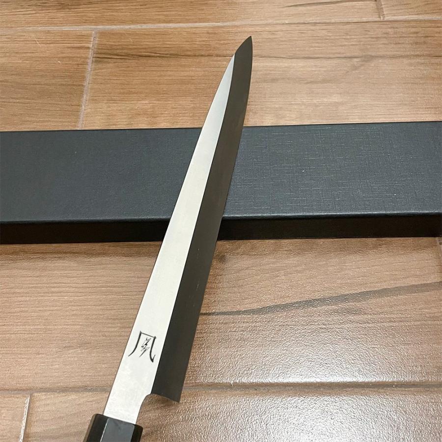 送料無料 即納 刺身包丁 風刃 柳刃包丁 包丁 9寸 V金10号 和包丁牛刀 檀木八角柄 全長425mm 刃渡り270mm 硬度約HRC61 NK25A01の画像