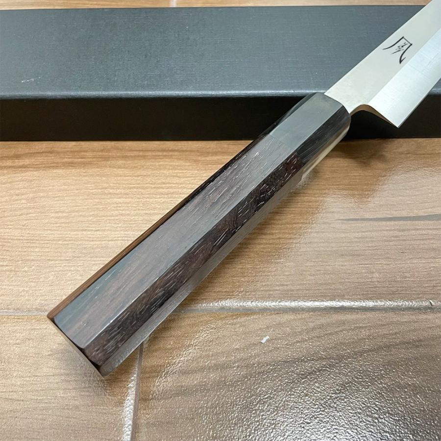 送料無料 即納 刺身包丁 風刃 柳刃包丁 包丁 9寸 V金10号 和包丁牛刀 檀木八角柄 全長425mm 刃渡り270mm 硬度約HRC61 NK25A01の画像
