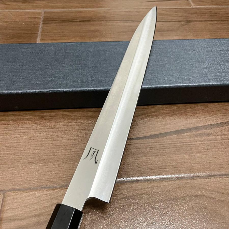 送料無料 即納 風刃 柳刃包丁 9寸 V金10号 刺身包丁 和包丁牛刀 檀木八角柄 刃渡り270mm 硬度約HRC61 刃幅37mm 厚み4.3mm NK25A03の画像