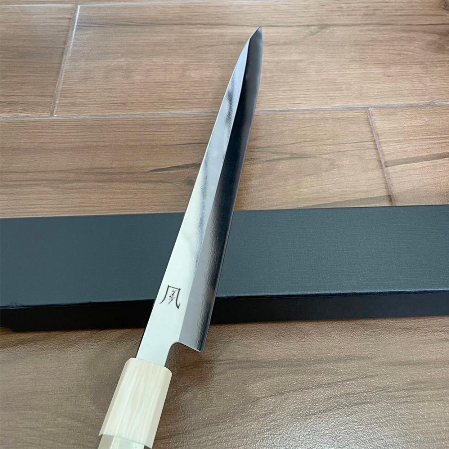 送料無料 即納 風刃 柳刃包丁 9寸 V金10号 刺身包丁 真空焼き入れサブゼロ処理 和包丁牛刀 人工象牙八角柄 刃渡り270mm 硬度約HRC61 NK25A05の画像