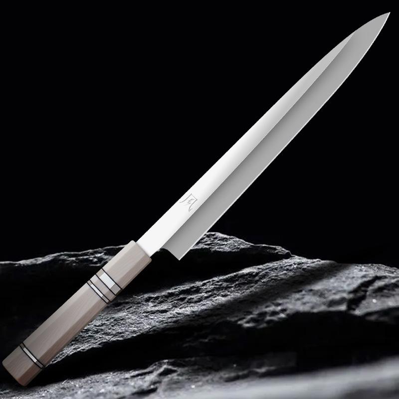 送料無料 即納 風刃 柳刃包丁 9寸 V金10号 刺身包丁 真空焼き入れサブゼロ処理 和包丁牛刀 人工象牙八角柄 刃渡り270mm 硬度約HRC61 NK25A05の画像