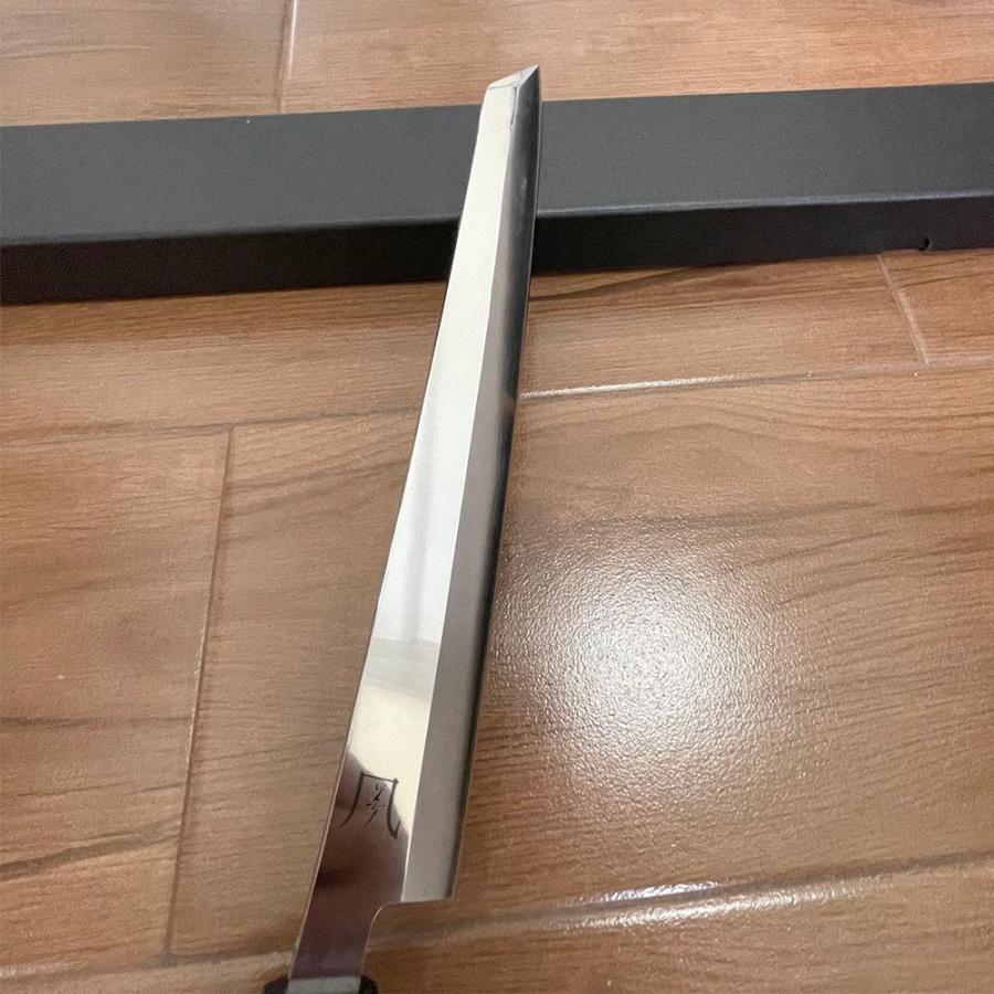 送料無料 即納 風刃 切付包丁 9寸 V金10号 刺身包丁 和包丁牛刀 黒檀黒水牛角八角柄 刃渡り270mm 硬度約HRC61 刃幅 37mm 厚み 4.3mm NK25A07の画像