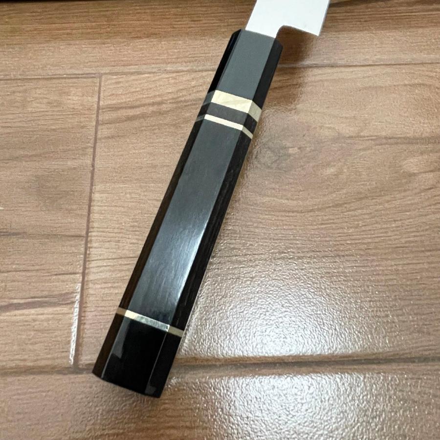 送料無料 即納 風刃 切付包丁 9寸 V金10号 刺身包丁 和包丁牛刀 黒檀黒水牛角八角柄 刃渡り270mm 硬度約HRC61 刃幅 37mm 厚み 4.3mm NK25A07の画像
