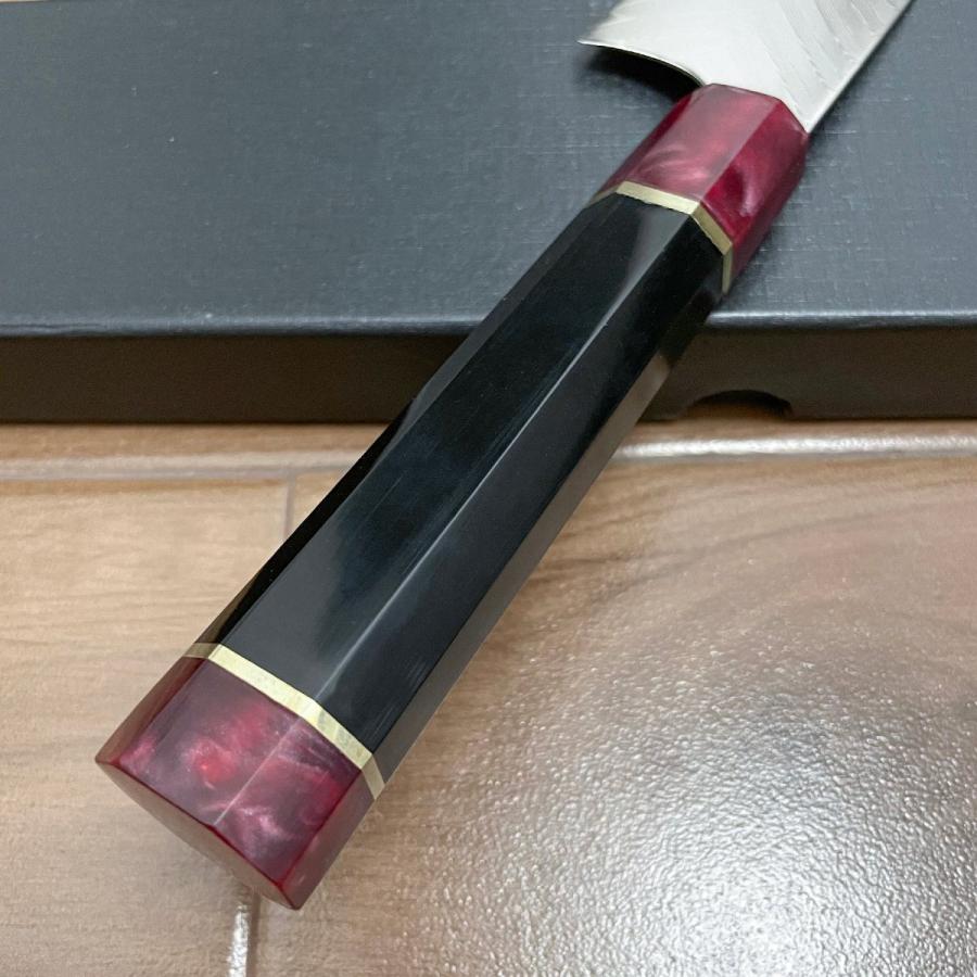 送料無料 即納 風刃 切付 牛刀 包丁 刺身包丁 和包丁牛刀 全長355mm 刃渡り205ｍｍ ダマスカス包丁 寿司 肉 野菜 万能 引越し 新生活 NK25C01の画像