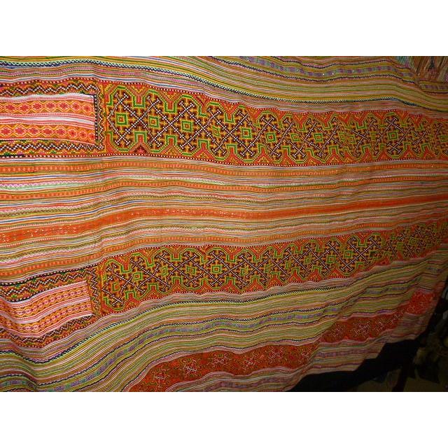 モン族 マルチカバー オレンジ系 209×171 ベッドカバー 壁掛け