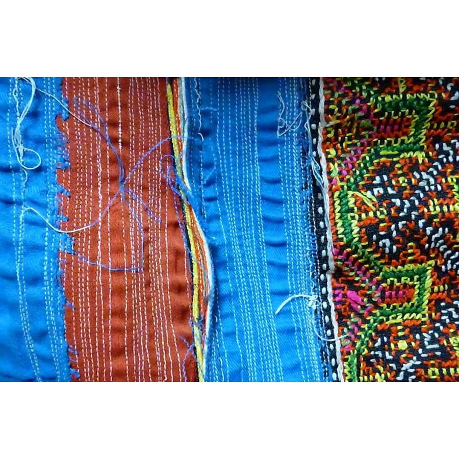 モン族 マルチカバー オレンジ系 209×171 ベッドカバー 壁掛け