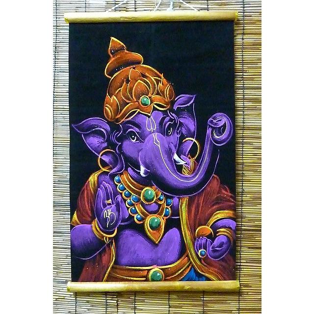 ガネーシャ壁掛け 紫色 掛軸 ガネーシャ絵画 インドの神様 商売繁盛 学問の神様 ゾウさんかざり アジアン雑貨 62 アジアンショップ ラクシュミー 通販 Yahoo ショッピング