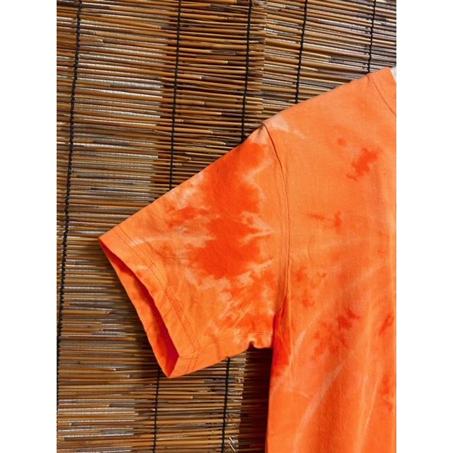 タイダイTシャツ しぼりオレンジ S 38 ブリーチ 柄Tシャツ 個性的T