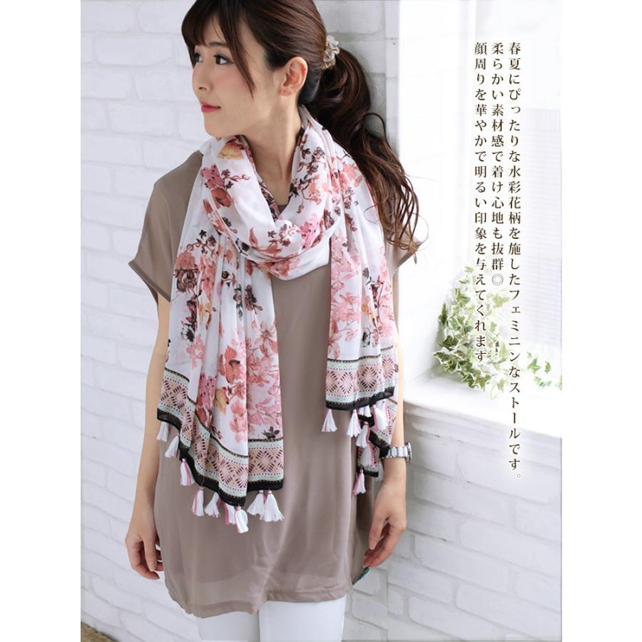大判 ストール レディース 春 夏 秋 用 花 フラワー 柄 全4色 a1