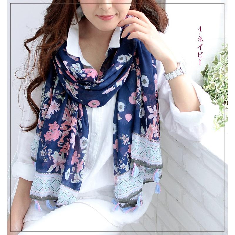 大判 ストール レディース 春 夏 秋 用 花 フラワー 柄 全4色 a1