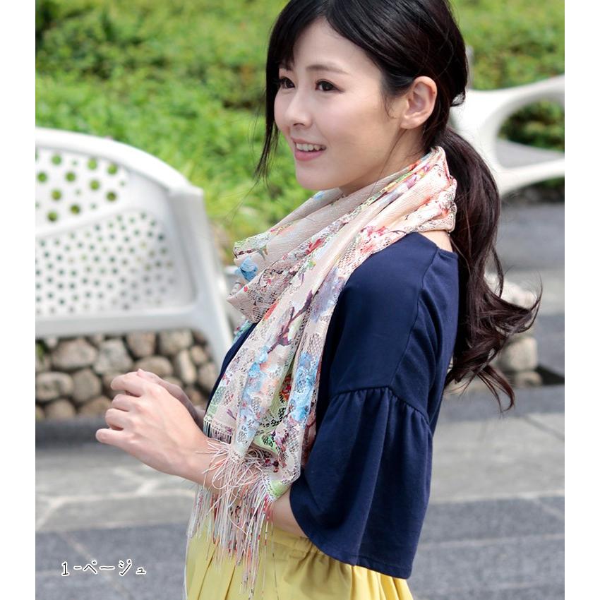 大判 ストール レディース 春 夏 秋 用 レース 花 フラワー 柄 全6色