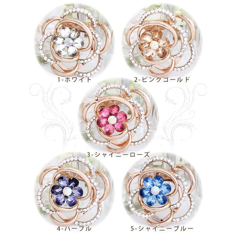 ブローチ ピン レディース ストール留め 花 フラワー スワロフスキー