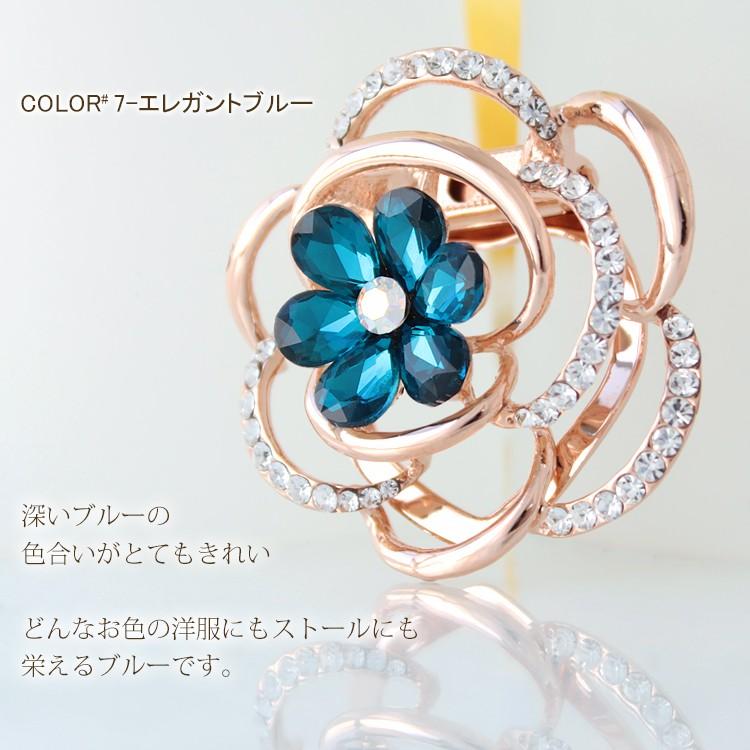 ブローチ ピン レディース ストール留め 花 フラワー スワロフスキー