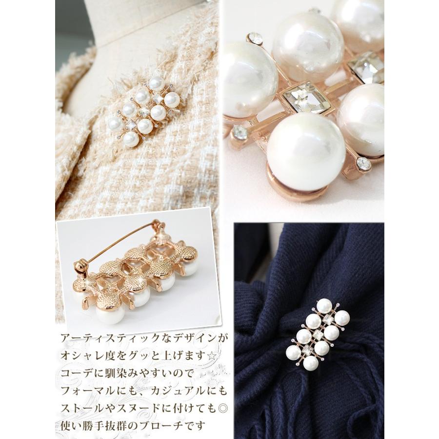 パール 付き ブローチ ピン レディース ストール留め シンプル