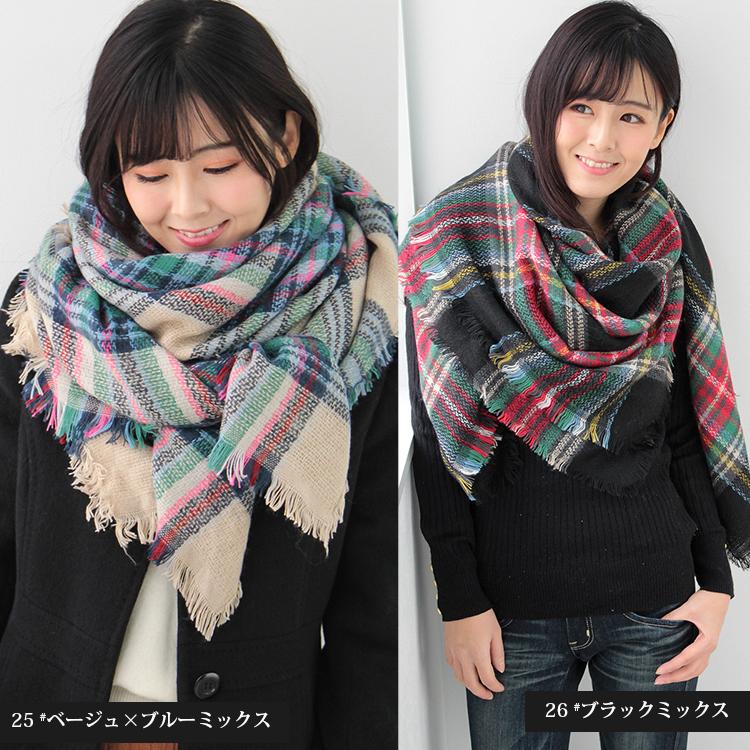 大判 厚手 正方形 ショール レディース 春 秋 冬 用 ふんわり 柔か