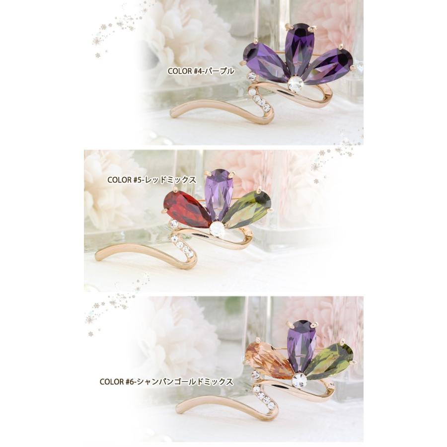 ブローチ ピン レディース ストール留め 花 フラワー スワロフスキー