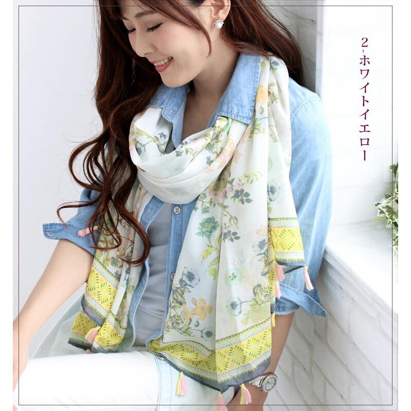 大判 ストール レディース 春 夏 秋 用 花 フラワー 柄 全4色 a1