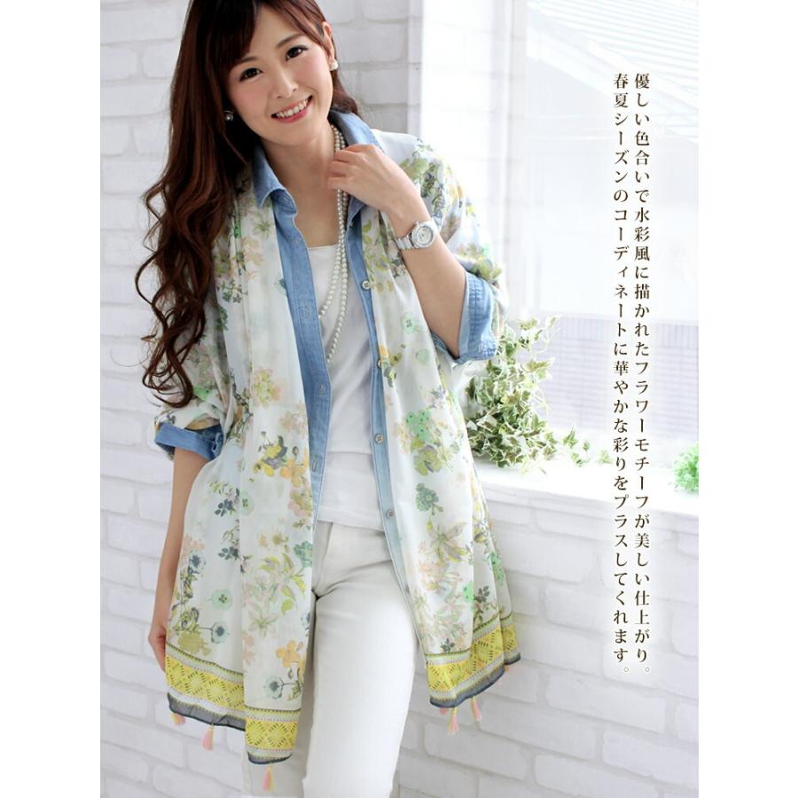 大判 ストール レディース 春 夏 秋 用 花 フラワー 柄 全4色 a1