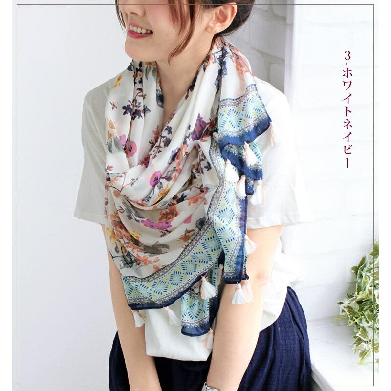 大判 ストール レディース 春 夏 秋 用 花 フラワー 柄 全4色 a1