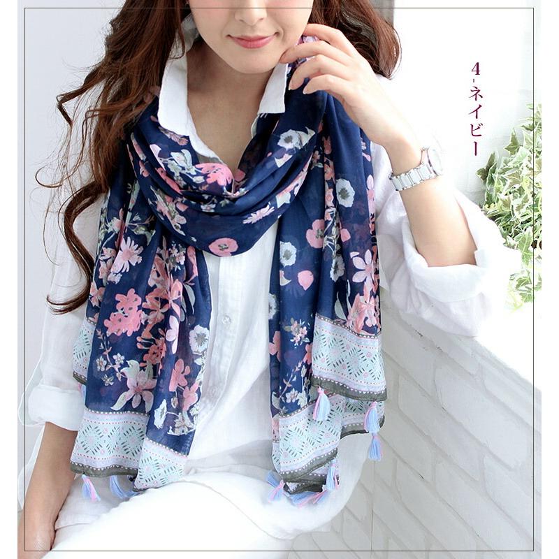 大判 ストール レディース 春 夏 秋 用 花 フラワー 柄 全4色 a1