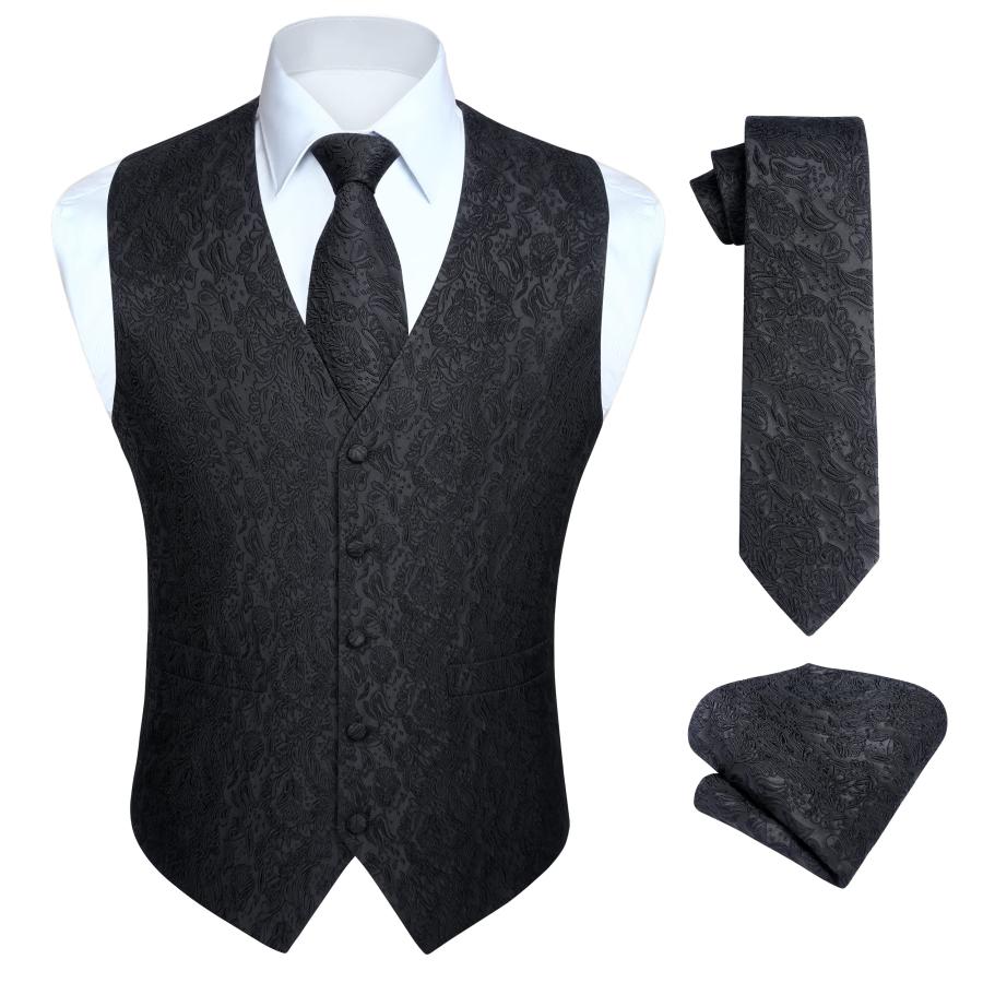 様交渉中黒のスーツ・ブレザー、ベスト・ネクタイ付き