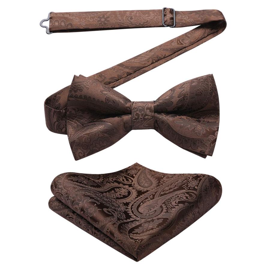 HISDERN ブラウン 蝶ネクタイ 大人 結婚式 蝶 ネクタイメンズ