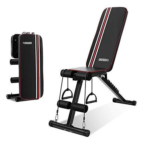 定期入れの Onetwofit Onetwofitトレーニングベンチ ウェ 収納便利 折り畳み 多機能ダンベルベンチ インクラインベンチ ベンチプレス台 ウエイトトレーニング