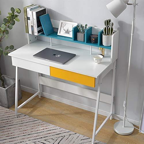 大感謝セール デスク パソコンデスク 幅100 奥行48 高さ102 5cm 引き出し 上棚 収納台 ミシン台 学習机 勉強机 組立簡単 ホワイトミックス フリーデスク 平机