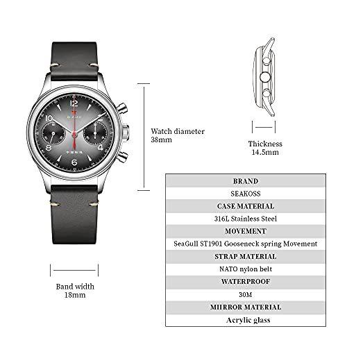 クラシカル メンズ 腕時計 機械式時計 クロノグラフ 1963年パイロットクロノグラフ ミリタリー 時計 ST1901ムー?｜lala3-store｜07