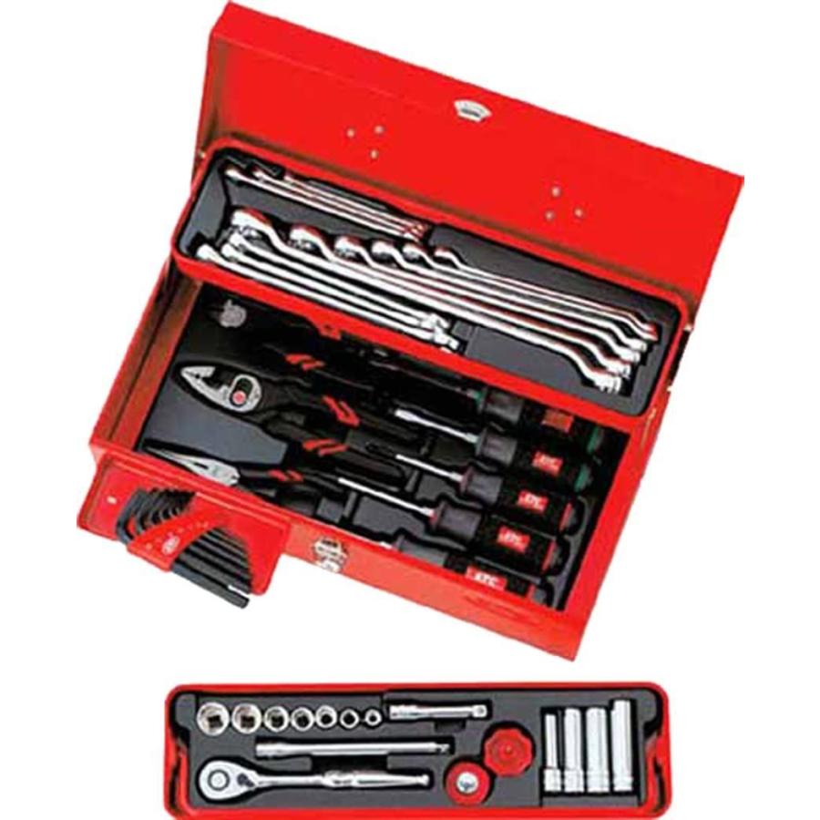 新作 京都機械工具(KTC) 9.5sq.工具セット(型開きメタルケース)43点組