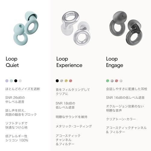 静かさとリラックスのために、Loop Quiet。安眠、聴覚過敏の緩和、機内用に。フレキシブルなソフト シリコン製で、繰り返し使える聴覚プロテクション｜lala7｜05