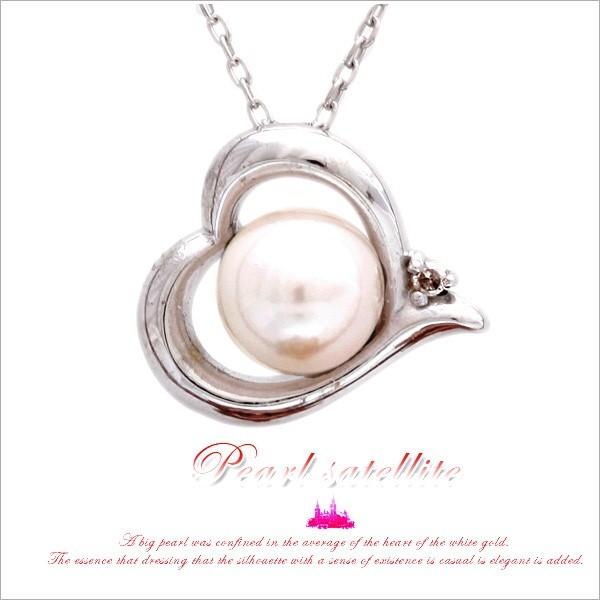 日本製・オーダーメイド me on K10 WG ベビーリング風xダイヤモンド＆パールのネックレス