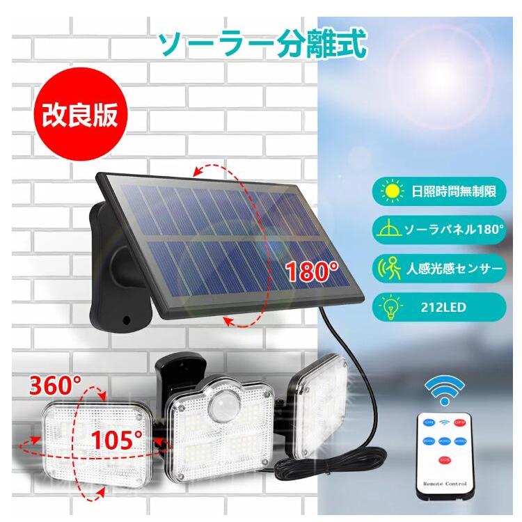 ソーラー発電 3方向で角度が変えられる人感 センサーライト 屋外 ソーラー発電 3方向で角度が変えられる人感 センサーライト 屋外