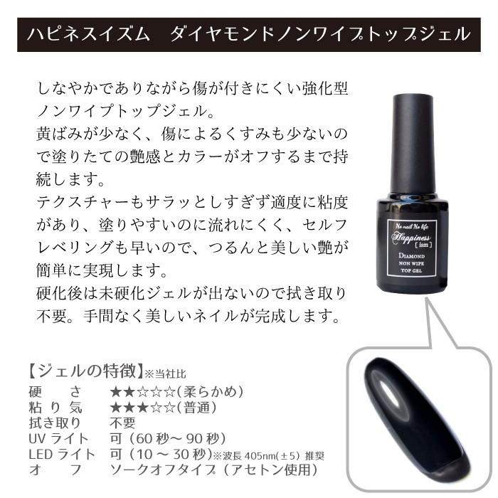 ネイル用 トップコート ハピネスイズム プロ用 ダイヤモンドノンワイプトップ ノンワイプマットトップ|lalalady-shop|03