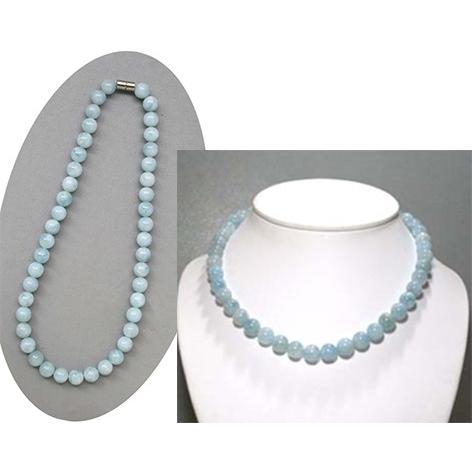 送料無料 天然石 パワーストーン 恋愛運他 ミルキーアクアマリンのネックレス