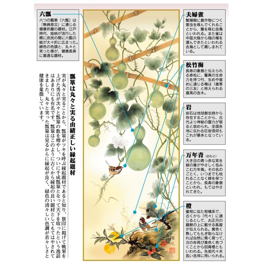 インテリア 掛け軸 受注生産品 🎯 開運掛軸「開運六瓢息災図」伊藤翔風