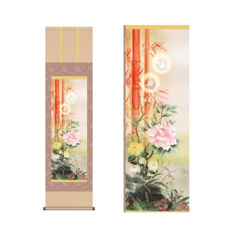 和室 インテリア 掛け軸 受注生産品 開運掛軸「吉祥百花繚乱図」片山観雪 筆