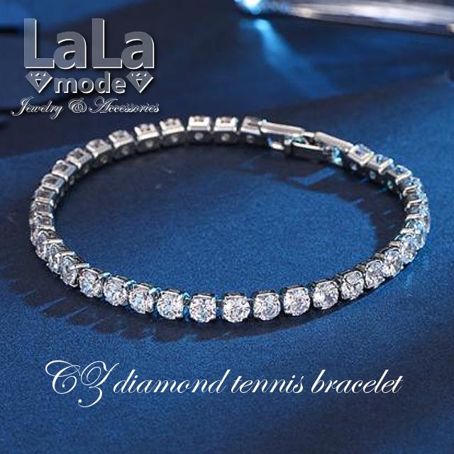 ブレスレット レディース テニスブレスレット CZダイヤモンド AAAA ジルコニア プラチナ コーティング アレルギー対応 ペア 重ね付け 華奢 30代 40代 50代 爆買 | 