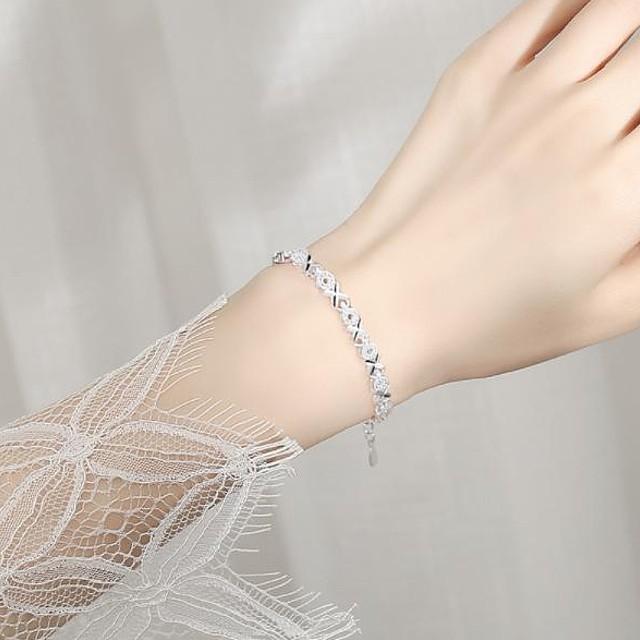 ブレスレット レディース クロス X リンクチェーン シルバー925